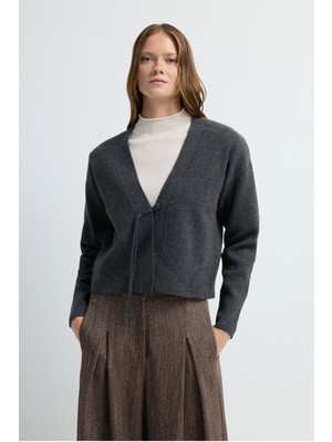 Adl Uzun Kol Triko Ceket Antrasit 11945323000