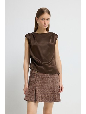 Adl Saten Kolsuz Bluz Kahve 11545918000