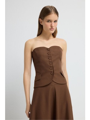 Adl Straplez Bluz Kahve 11545763000