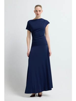 Adl Büzgü Detaylı Elbise Lacivert 12446017000