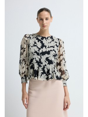 Adl Desenli Bluz Siyah 11545906000