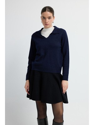 Adl Polo Yaka Kaşmir Triko Kazak Lacivert 13945299000
