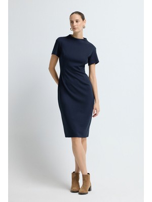 Adl Kısa Kollu Elbise Lacivert 12446055000