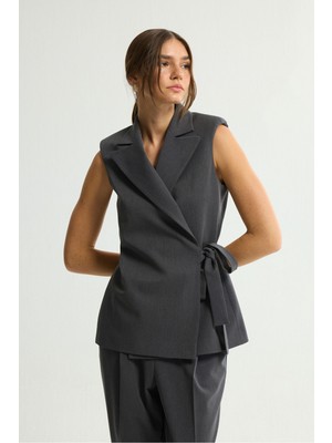 Love My Body Bağlama Detaylı Yelek Antrasit 179L9757000