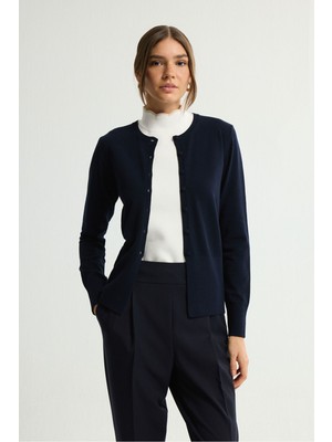 Love My Body Yuvarlak Yaka Triko Hırka Lacivert 134L9641000