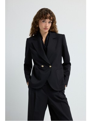 Adl Kruvaze Gabardin Ceket Siyah 11944785001