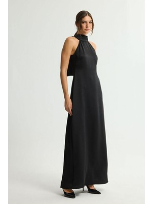 Love My Body Bağlamalı Uzun Elbise Siyah 124L9794000