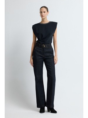 Adl Toka Detaylı Denim Pantolon Lacivert 15345884000