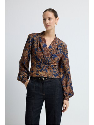 Adl Kadın Önü Düğmeli Bluz Lacivert 11546096000