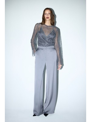 Adl Mert Aslan  Saten Pantolon Gri 15344583001