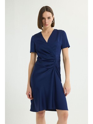 Love My Body Büzgü Detaylı Elbise Lacivert 124L9654000