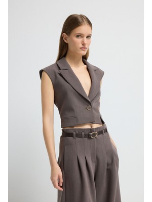 Adl Crop Yelek Kahverengi 17945760000