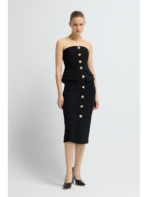 Adl Gabardin Midi Etek Siyah 12745868000