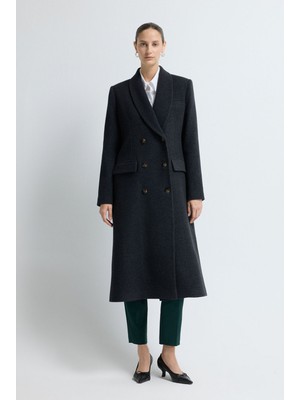 Adl Şal Yaka Uzun Kaban Antrasit 13646050000