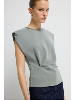 Adl Yakası Taşlı Bluz Mint 11546057000