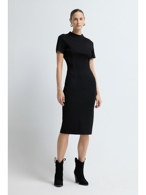 Adl Kısa Kollu Elbise Siyah 12446055000