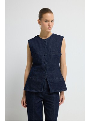 Adl Denim Yelek Lacivert 17945222001