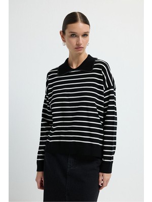 Adl Inci Detaylı Triko Kazak Siyah 13945630000