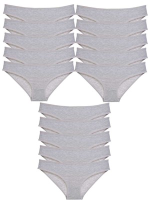 Leopardess 15 adet Süper Eko Set Likralı Kadın Slip Külot Gri
