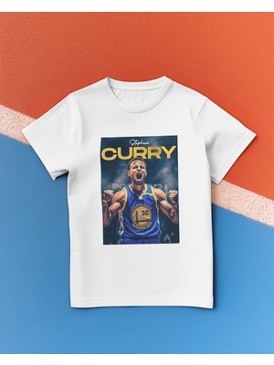 Stil-X Stephen Curry Baskılı %100 Pamuklu Bisiklet Yaka  Tshırt