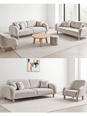 Lara Koltuk Takımı & Oturma Grubu - Krem (3+3+1+1)