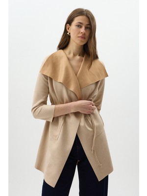 Rays Taş Bel Bağlamalı Şal Yaka Kadın Kaban 8472