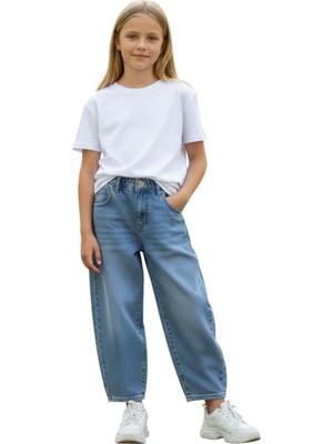 A.S.L GOLF CLUB Kız Çocuk Wide Baggy Fit Geniş Paça Jean Pantolon