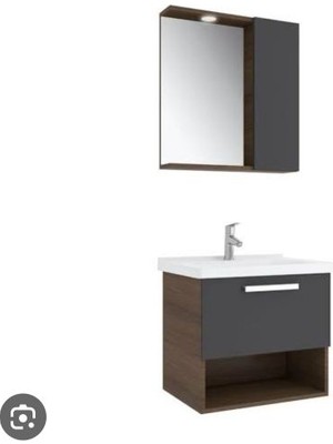 Kale Trevi 65 cm Banyo Dolabı+Ayna Antrasit Set