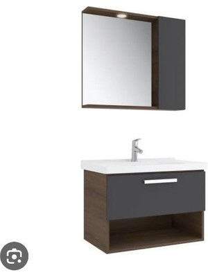Kale Trevi 80 cm Banyo Dolabı+Ayna Antrasit Set