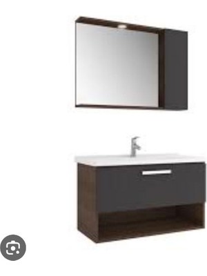 Kale Trevi 100 cm Banyo Dolabı+Ayna Antrasit Set