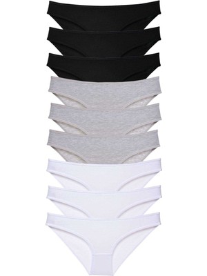 Leopardess 9 adet Süper Eko Set Likralı Kadın Slip Külot Siyah Gri Beyaz