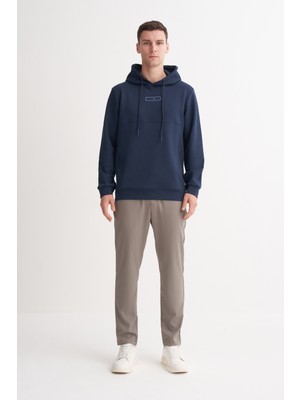 Cazador 53720 Lacivert Erkek Kapüşonlu Baskılı Regular Fit Sweatshirt