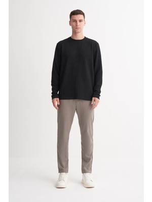 Cazador 53535 Siyah Erkek Bisiklet Yaka Regular Fit Kendinden Desenli Sweatshirt