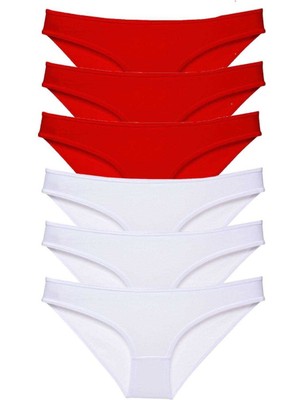 Leopardess 6 adet Süper Eko Set Likralı Kadın Slip Külot Kırmızı Beyaz