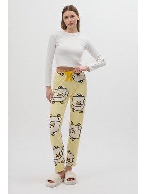 Rays Sarı Ördek Desenli Kadın Pijama Altı 4540