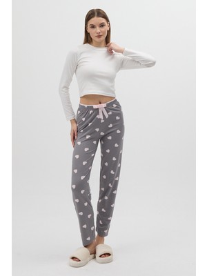 Rays Gri Kalp Desenli Kadın Pijama Altı 4530