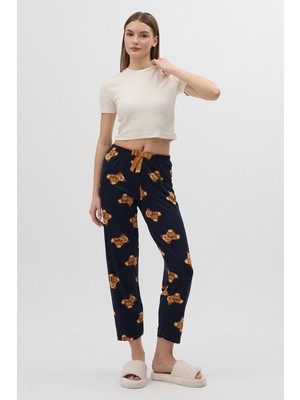 Rays Lacivert Ayıcık Desenli Kadın Pijama Altı 4526