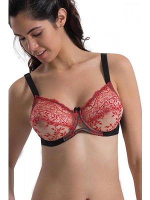 Marsilyan Siyah-Kırmızı Mı Emay 148 C Balenli Toparlayıcı Sütyen