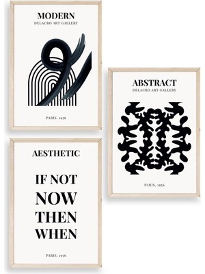 Marsilyan Modern Üçlü Ahşap Çerçeveli Tablo 50 x 70