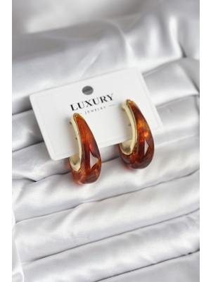 Marsilyan Pirinç Gold Renk Kahverengi Vintage Kadın Küpe