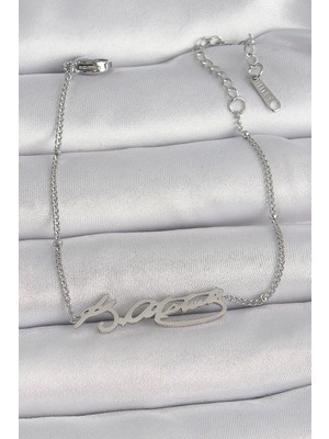 Marsilyan 316L Çelik Gümüş Renk Atatürk Imza Model Kadın Bileklik