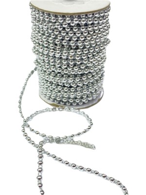 Marsilyan Dikilebilir Sıralı Inci Tekli En 1 cm Gümüş 5 Metre