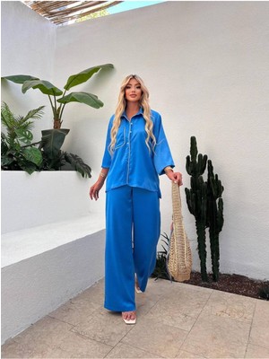 New Station New Statıon Ipek Saten Gömlek Pantolon Takım