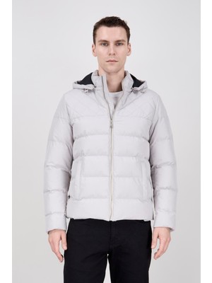 Paco Romano Erkek Kapşonlu Taş Rengi Şişme Mont