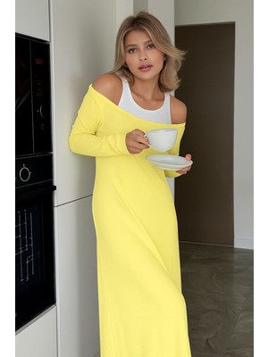 New Station Yaka Süprem Maxi Elbise