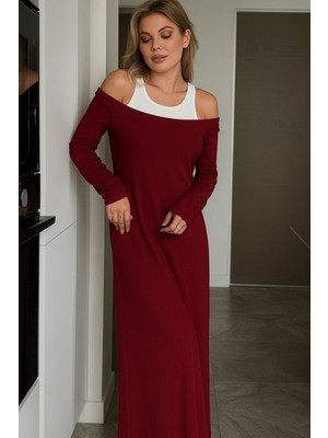 New Station Yaka Süprem Maxi Elbise