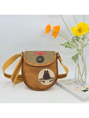 Karamık Çapraz Örgülü Kol Çantası Etnik Bohem Style - Hardal