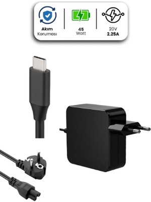 Bi Seyyar 20V 2.25A Type-C 45W Lenovo Için Laptop Adaptör