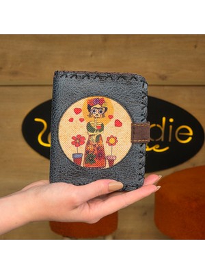 Mexican F. Kahlo Figürlü Küçük Cüzdan Etnik Bohem Retro Style - Petrol