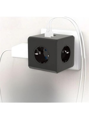 Sad Şad® Isıya Dayanıklı Termal Akım Korumalı ve Çocuk Korumalı 3 Priz Girişli 3 USB Girişli Küp Priz